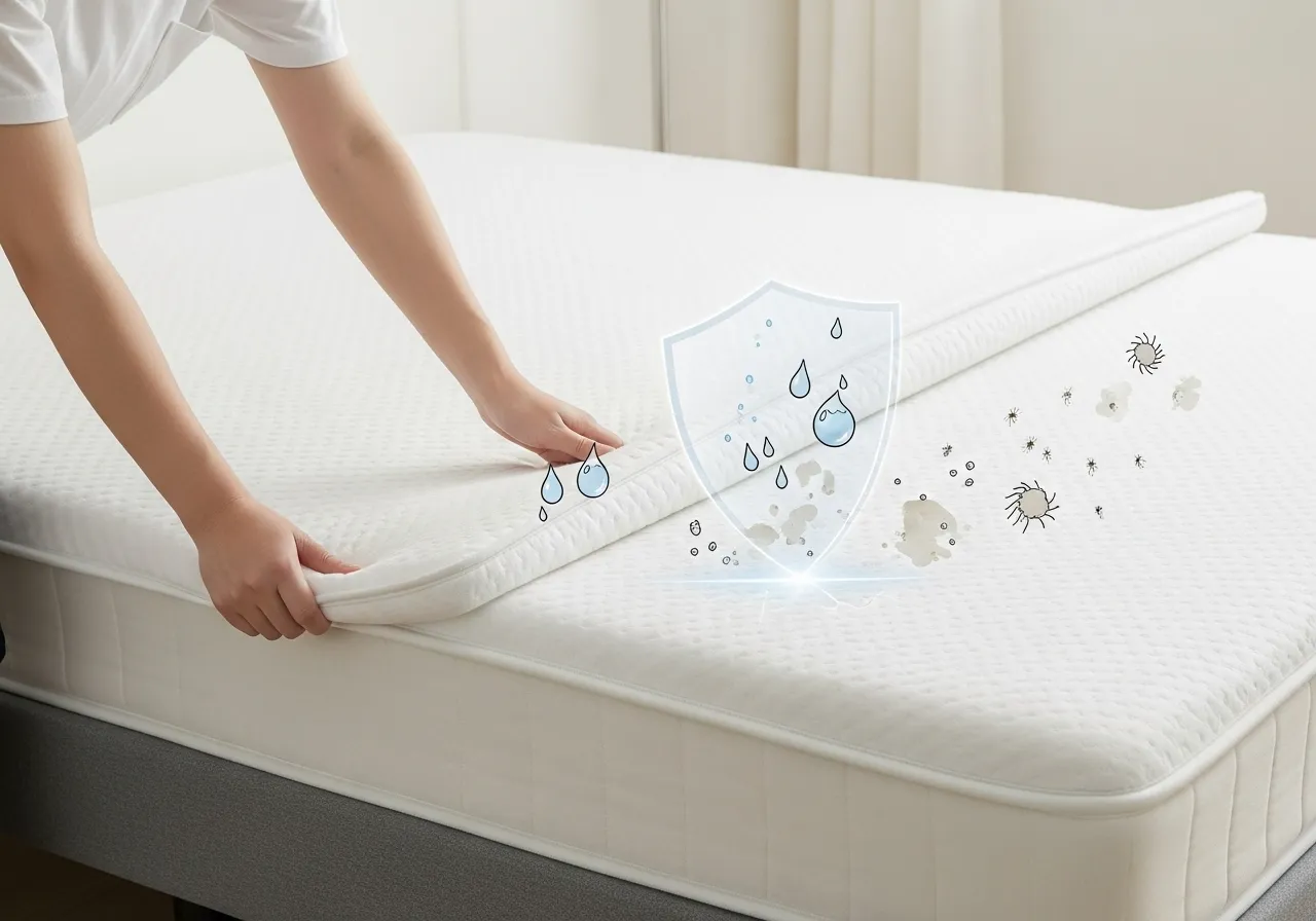 چگونه از تشک خود به درستی نگهداری کنیم تا عمر آن 10 سال بیشتر شود؟ 4 نصب محافظ تشک برای جلوگیری از نفوذ مایعات و افزایش بهداشت بستر خواب