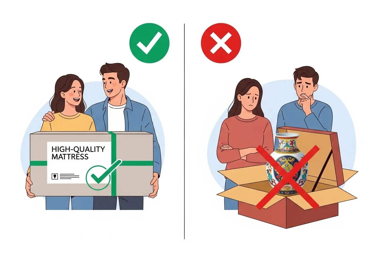 راهنمای کامل مدیریت هزینه و بودجهبندی جهیزیه: چگونه خریدی هوشمندانه داشته باشیم؟ 2 مقایسه اولویتبندی کالاهای ضروری (تشک) و غیرضروری (تزیینی) در خرید جهیزیه