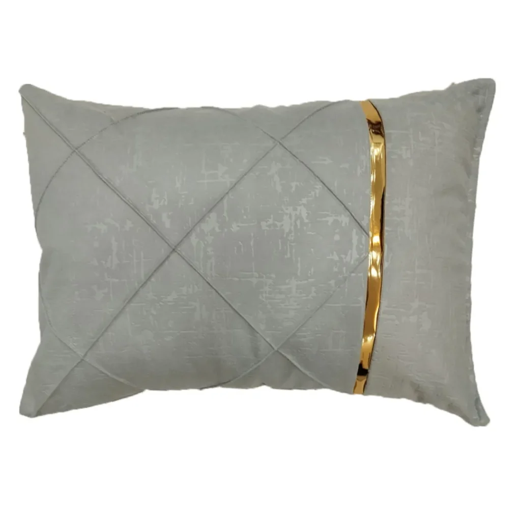 روبالشتی پارچه مبلی نوار دوزی رنگ طوسی کم رنگ