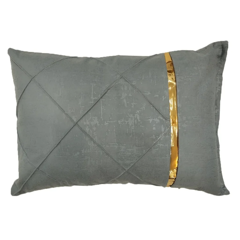 روبالشتی پارچه مبلی نوار دوزی رنگ طوسی