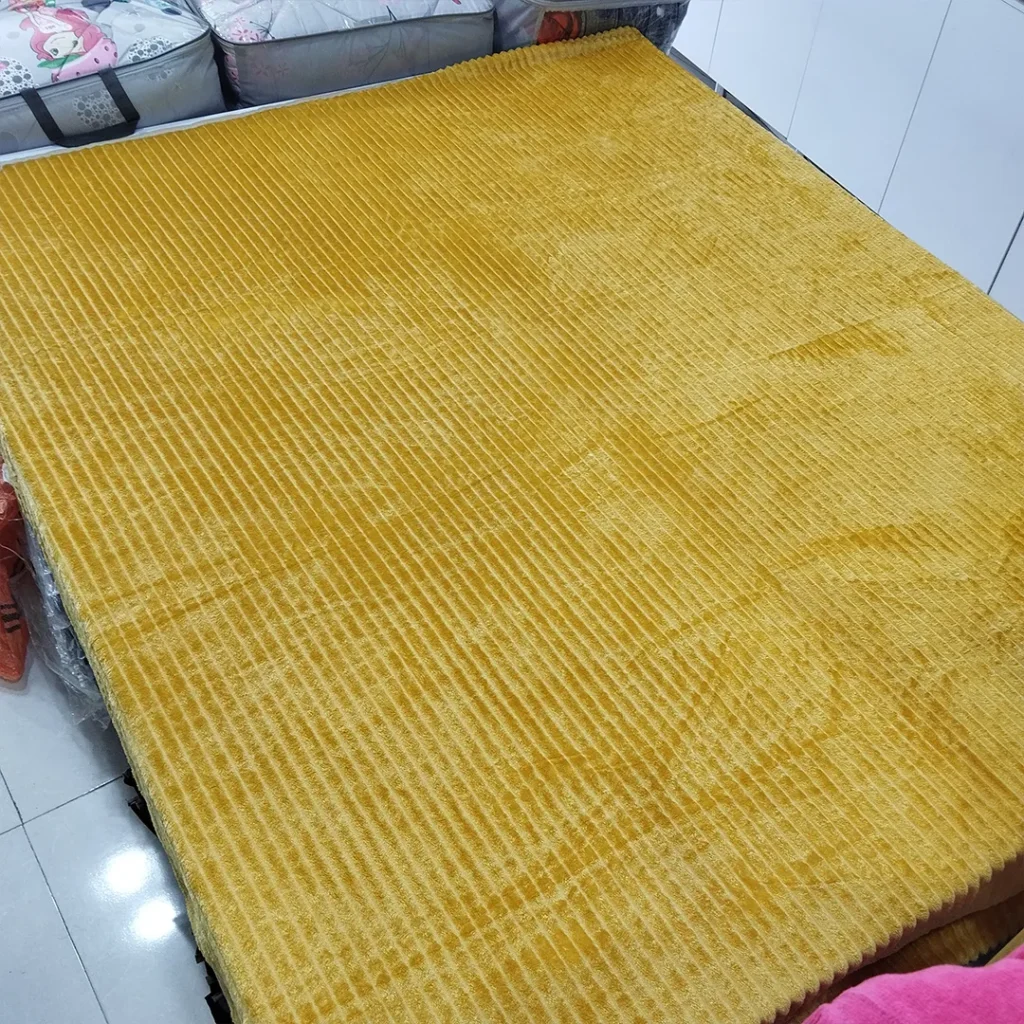 پتو ژله ای دو نفره پلیسه رنگ خردلی