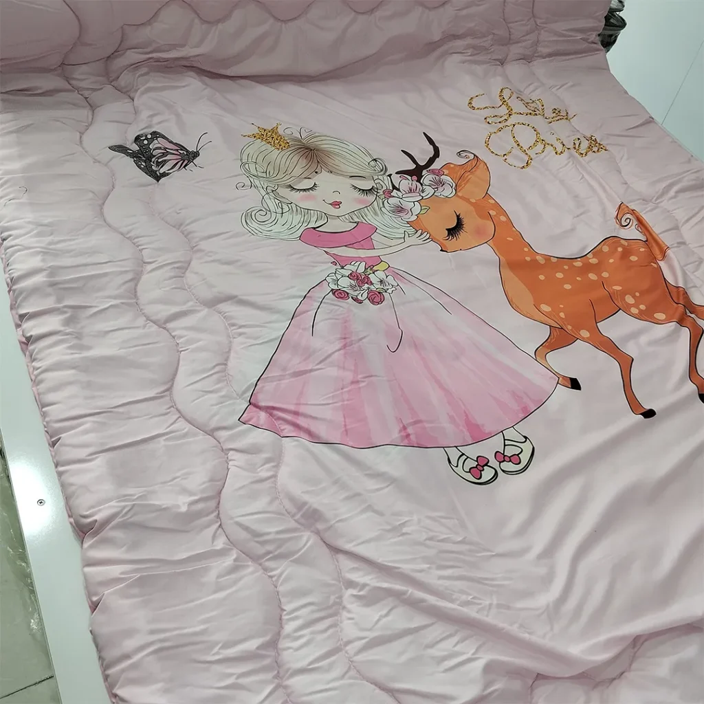 روتختی سه بعدی پلی کتان طرح دخترک و آهو