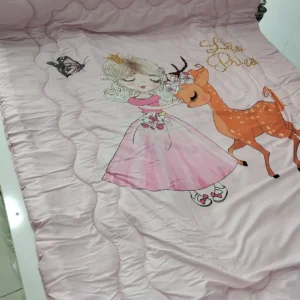 روتختی سه بعدی پلی کتان طرح دخترک و آهو