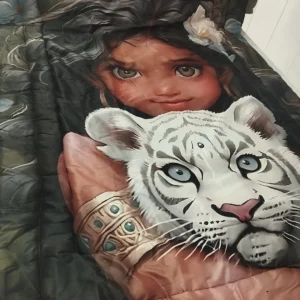 روتختی سه‌بعدی طرح دخترک و ببری